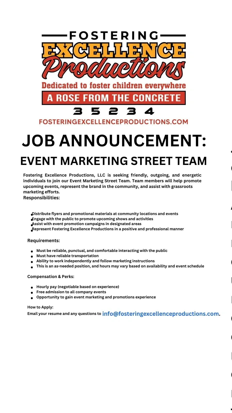 copy of job announcement event marketing stree